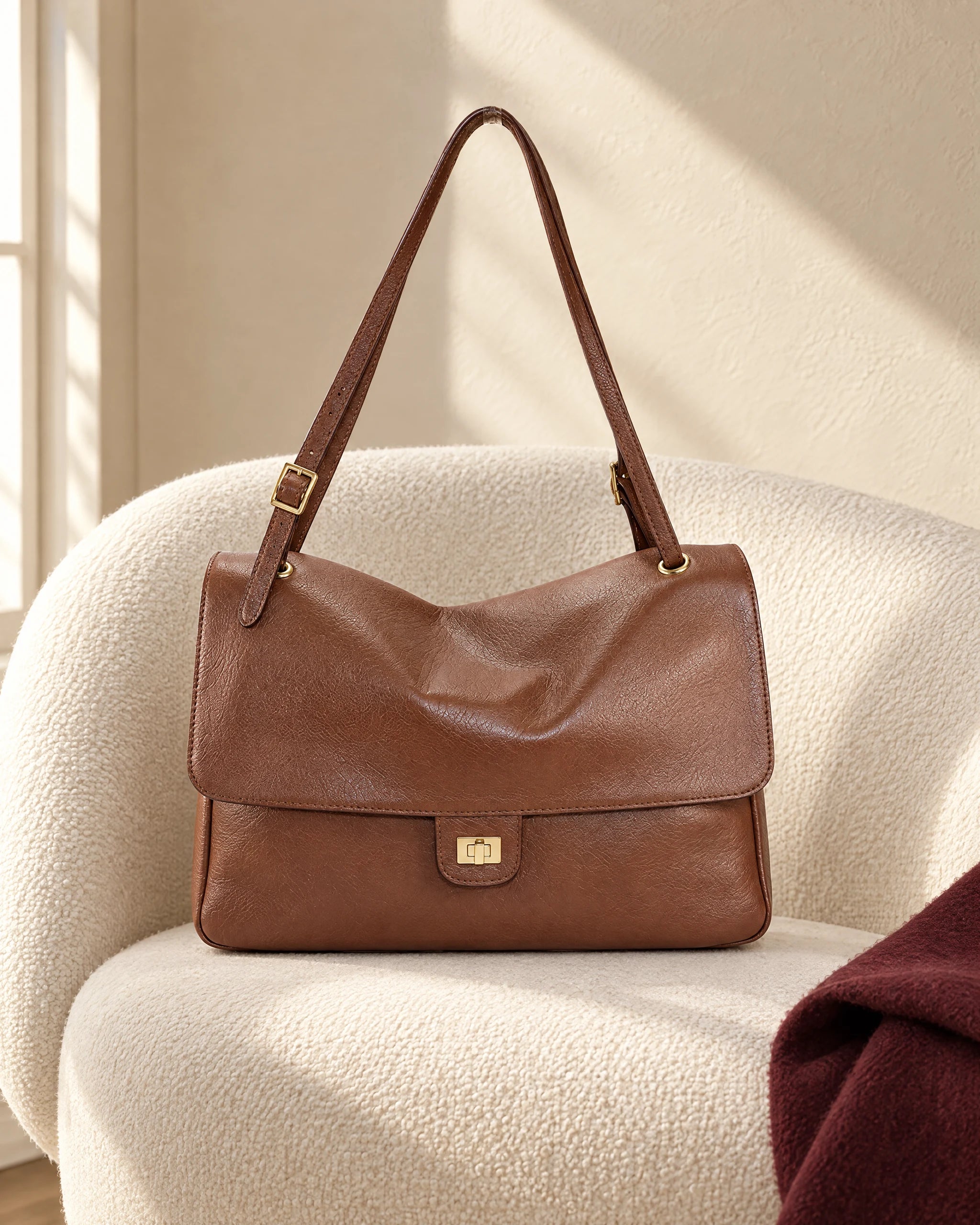 Borsa marrone MC39843 in un'ambientazione luminosa e calda
